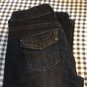 Dark Blue Denim with Rhinestone Detail